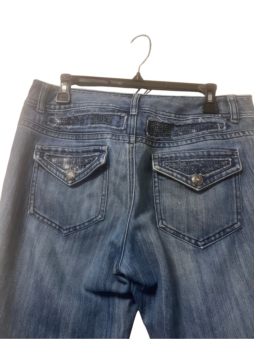 Women's Dark Blue Flare Jeans with Subtle Fade (BIN 1-43)